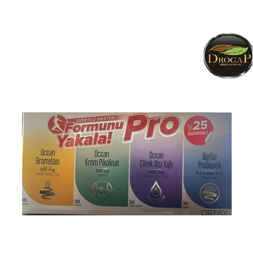 OCEAN FORMUNU YAKALA PRO % 25 İNDİRİMLİ 4 LÜ SET ( Bromelain 30 Kapsül + Krom Pikolinat 30 Kapsül + Çörek Otu Yağı 30 Kapsül + BİGFLOR PROBİYOTİK 30 KAPSÜL)