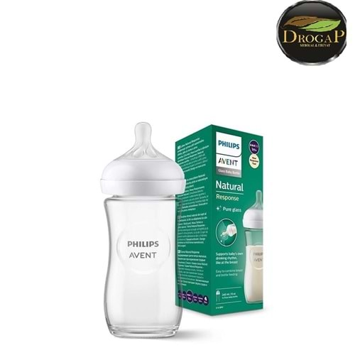 AVENT BİBERON NATURAL CAM RESPONSE DOĞAL TEPKİLİ 1M+ AY 240 ML NO : 1