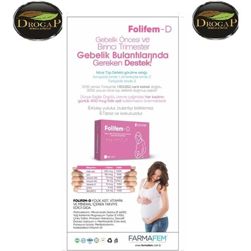 FOLİFEM-D 60 TABLET ( FOLAT L & METİL FOLAT ) FARMAFEM