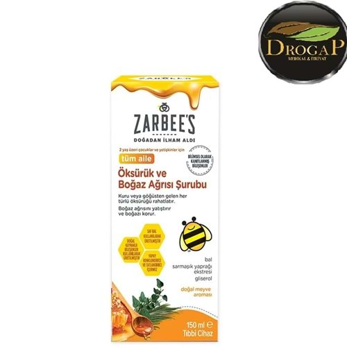 ZARBEES ÖKSÜRÜK VE BOĞAZ AĞRISI ŞURUBU 150 ML TÜM AİLE İÇİN