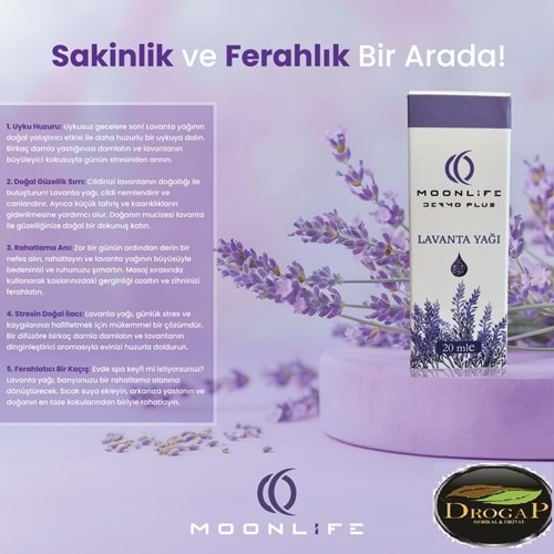 MOON LİFE ( DERMO PLUS ) SAF LAVANTA YAĞI 20 ML