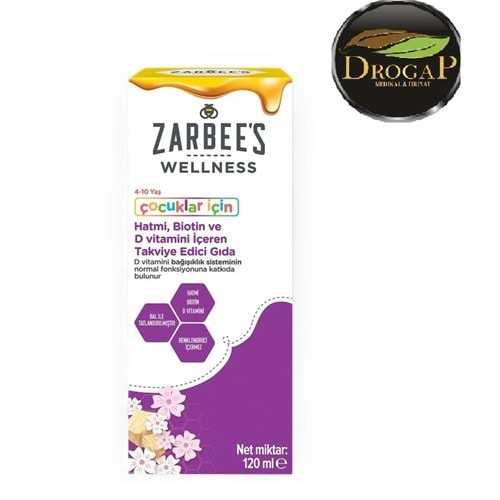 ZARBEES WELLNESS HATMİ,BİOTİN VE D VİTAMİNİ İÇEREN TAKVİYE EDİCİ GIDA 120 ML ( ÇOCUKLAR İÇİN )