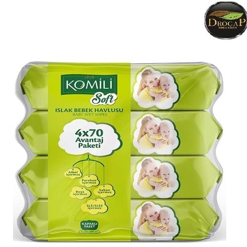 KOMİLİ SOFT ISLAK HAVLI MENDİL 70 Lİ 4 LÜ PAKET