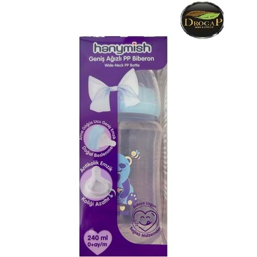 HANYMİSH BİBERON GENİŞ AĞIZLI PP 240 CC 0-6 AY 0+ AY ( 436 )