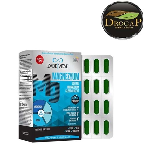 ZADE VİTAL MAGNEZYUM 250 MG 60 KAPSÜL ( MAGNEZYUM & GLİSEROL & FOSFAT )