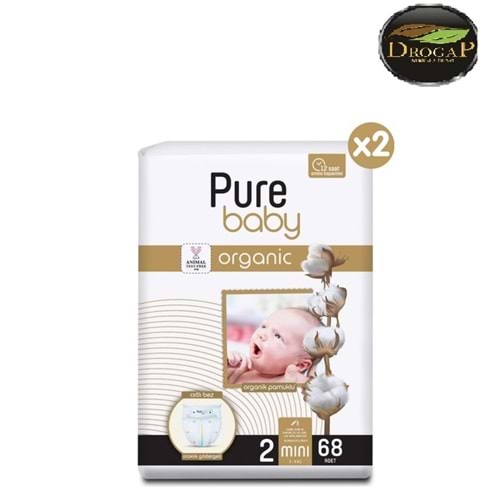 PURE BABY ÇOCUK BEZİ ORGANİC NEWBORN 3 - 6 KG 68 Lİ MİNİ NO : 2