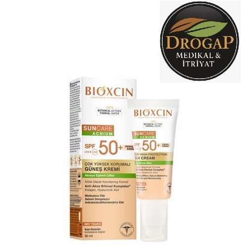 BİOXCIN GÜNEŞ KREMİ SUN CARE SPF50+ ACNIUM ÇOK YÜKSEK KORUMALI ( AKNEYE EĞİMLİ CİLTLER İÇİN ) 50 ML RENKLİ