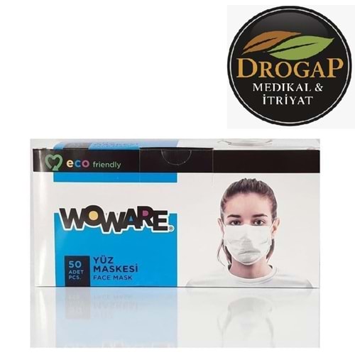 ECE WOWARE CERRAHİ MASKE 3 KATLI TELLİ 50 Lİ PAKET ( BEYAZ )