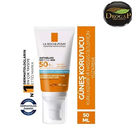 LA ROCHE POSAY ANTHELIOS UVMUNE 400 HYDRATİNG CREAM SPF 50+ ( KURU+HASSAS CİLTLER İÇİN ) GÜNEŞ KREMİ