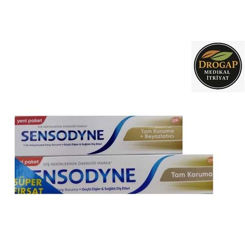 SENSODYNE DİŞ MACUNU TAM KORUMA 75 ML + TAM KORUMA BEYAZLATICI 50 ML HEDİYELİ KOFRE PAKET