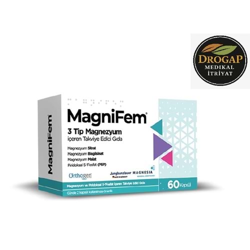 MAGNİFEM 60 KAPSÜL ( MAGNEZYUM SİTRAT & BİSGLİSANAT & MALAT & P5P )