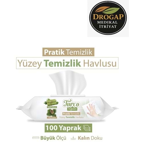 BABY TURCO YÜZEY TEMİZLEME HAVLUSU 100 LÜ ( YEŞİL SABUN )