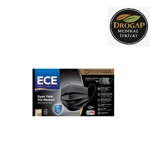 ECE CERRAHİ MASKE MELTBLOWN 50 Lİ PAKET ( SİYAH )