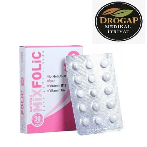 MİXFOLİC FOLİK ASİT 30 TABLET ( L-METİLFOLAT & İYOT & VİT.B6 VE B12)