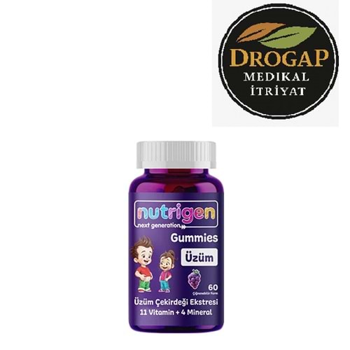 NUTRİGEN GUMMİES ÜZÜM ÇEKİRDEĞİ EKSTRESİ 11 VİTAMİN + 4 MİNERAL 60 ÇİĞNENEBİLİR JELİBON