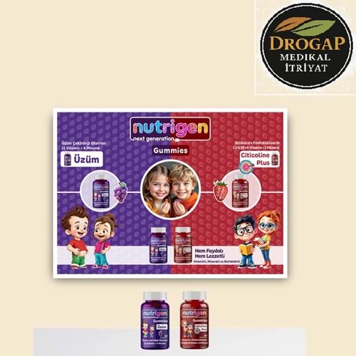 NUTRİGEN GUMMİES SİTİKOLİN 60 JELİBON + NUTRİGEN GUMMİES ÜZÜM ÇEKİRDEĞİ EKSTRESİ 60 ÇİĞNENEBİLİR JELİBON + TANITIM NUMUNESİ FANOS HEDİYELİ