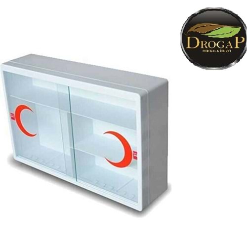 NİMO ECE POLİKARBON CAMLI ECZA DOLABI METAL (6) (46*28*10 CM)