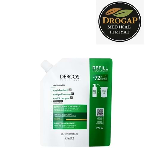 VİCHY DERCOS ŞAMPUAN ANTİ-DANDRUFF KEPEK KARŞITI 390 ML REFİLL ( KURU SAÇLAR İÇİN )