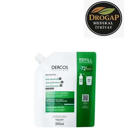 VİCHY DERCOS ŞAMPUAN ANTİ-DANDRUFF KEPEK KARŞITI 390 ML REFİLL ( YAĞLI SAÇLAR İÇİN )
