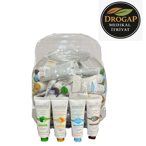ALLDERMO EL BAKIM KREMİ 30 ML 80 ADET FANUS ( HİNDİSTAN CEVİZİ+ PAPATYA VE AYNI SEFA ) & ( SOFT NEMLENDİRİCİ) & ( ALOE VERA & ZEYTİN YAĞLI )