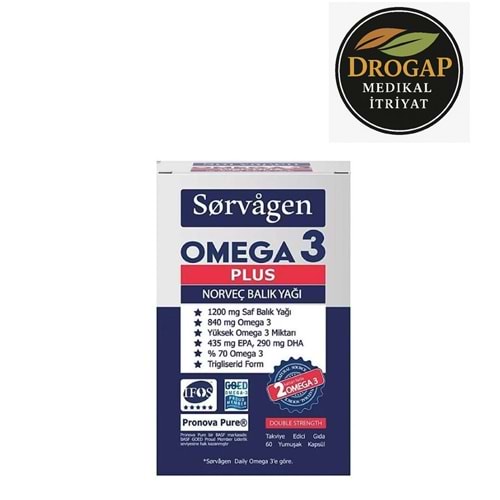 SORVAGEN OMEGA 3 PLUS BALIK YAGI 60 KAPSÜL ( NORVEÇ BALIK YAĞI )