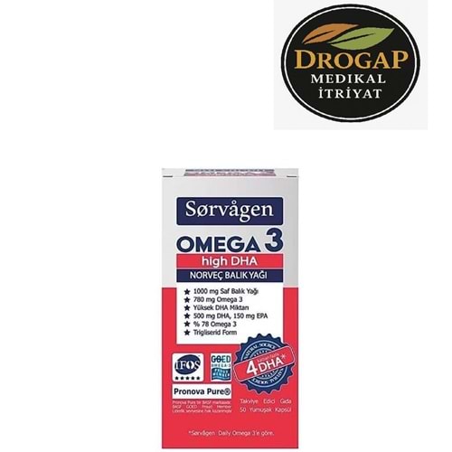 SORVAGEN OMEGA 3 HİGH DHA BALIK YAĞI 50 KAPSÜL ( NORVEÇ BALIK YAĞI )