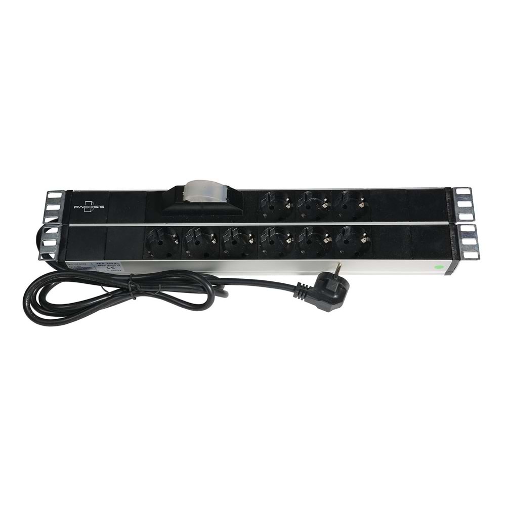 RACKSİS 9 LU ALÜMİNYUM GRUP PRİZ(2MM KABLO) 2.U (YATAY)