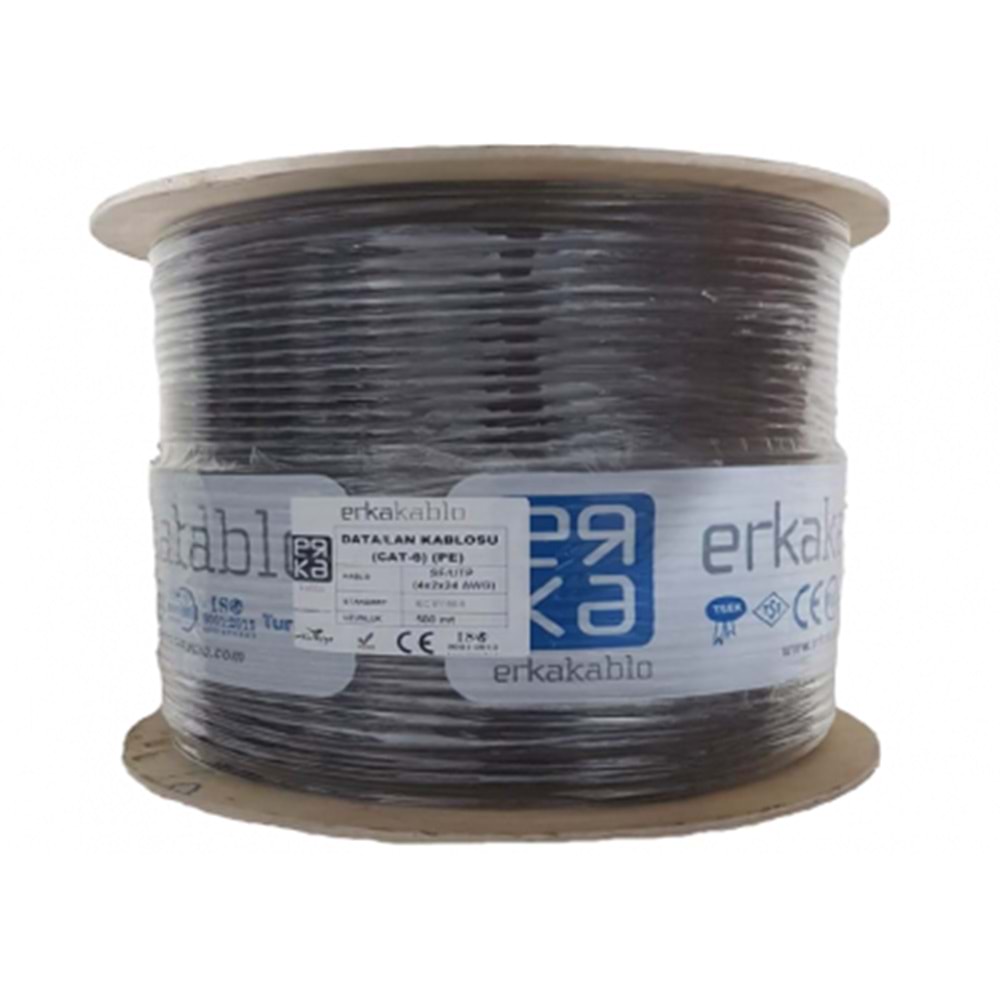 ERKA LAN CAT6 U/UTP BAKIR 500 METRE 4X2X23AWG (PE) SİYAH (1L60-P140-0P1U)