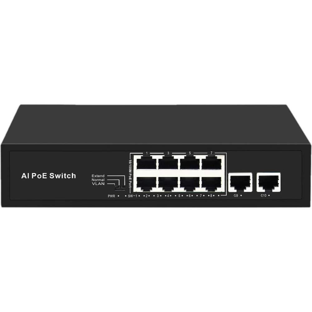 SCSI Network SC8AF 8 Port PoE Switch 10/100 + 2x1000 Uplink 120 Watt SWİTCH
