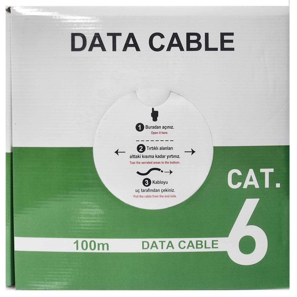 TRKLink CAT6 4x2x23AWG U/UTP PE CCA KABLO 100MT KUTU - SİYAH (OUTDOOR)