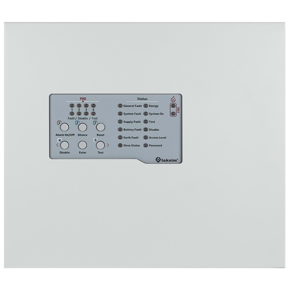 TEKNİM TFP-4404 4 BÖLGELİ KONVANSİYONEL YANGIN ALARM PANELİ