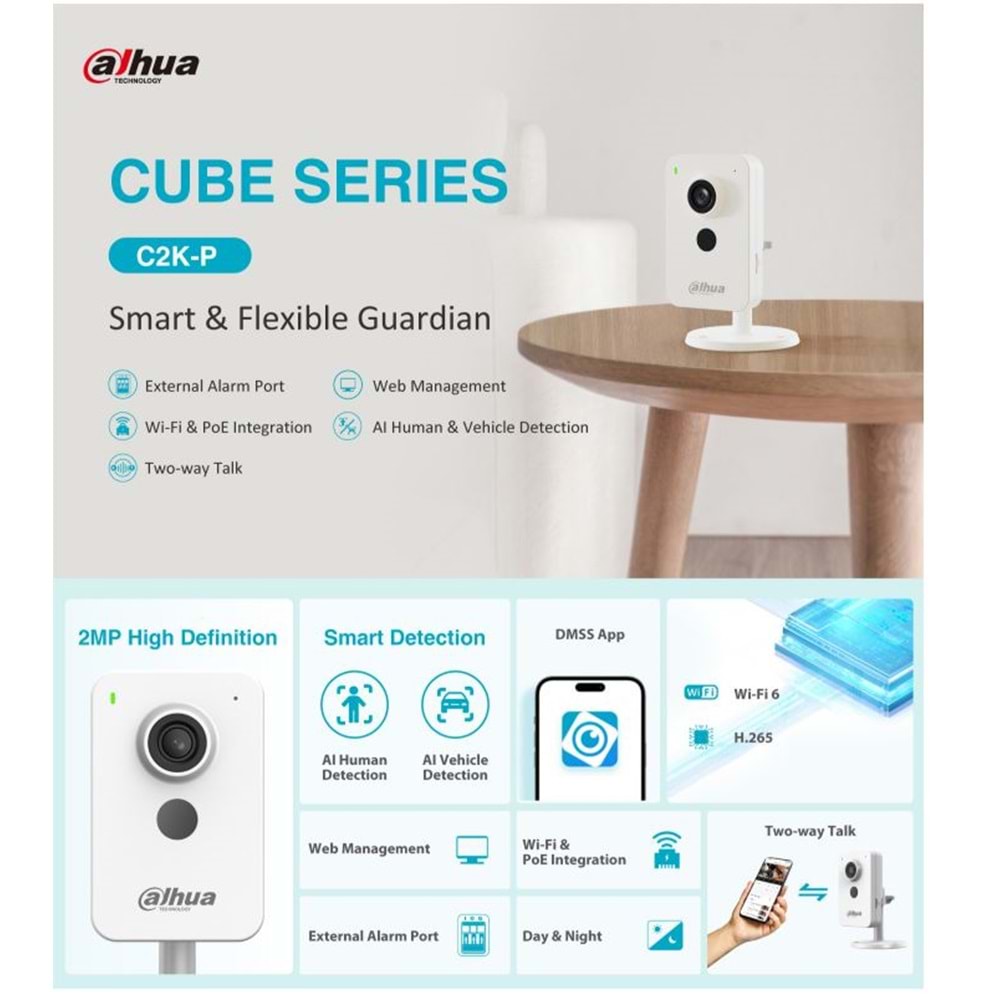 DAHUA C2K-P2MP Wi-Fi & PoE KAMERA