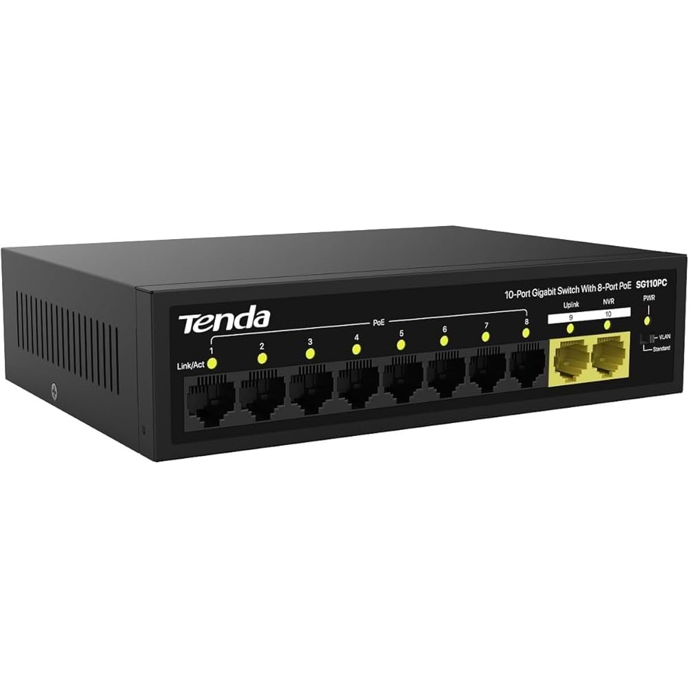 TENDA SG110PC 10 PORT 10/100/1000 8 PORT POE 2 PORT UPLINK 100W SWİTCH