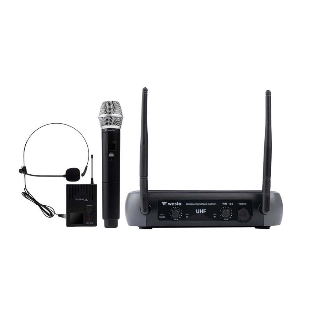 WESTA WM-102HT 1 Receiver+1 Handheld Mic.+1 Lavalier(Yaka) Mikrofon Seti