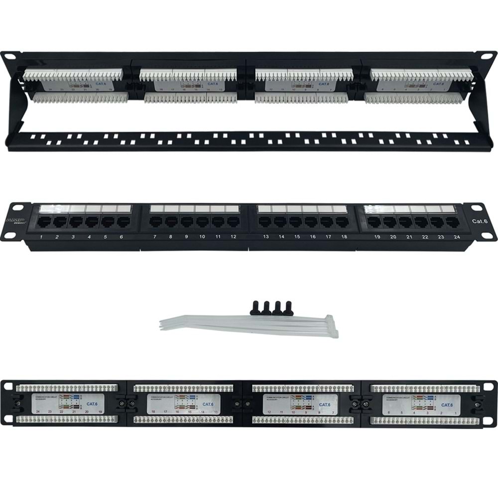 CAT6 UTP 24 PORT DOLU PATCH PANEL