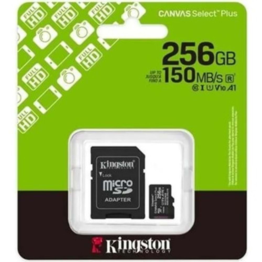 KİNGSTON 256GB mSD MİCRO SD CARD SDCS3/256GB CL10 (150MB/S)