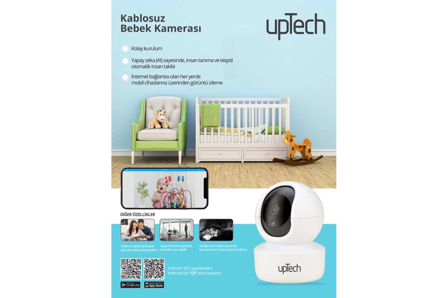 UPTECH IPC-7210 Kablosuz Bebek Kamerası