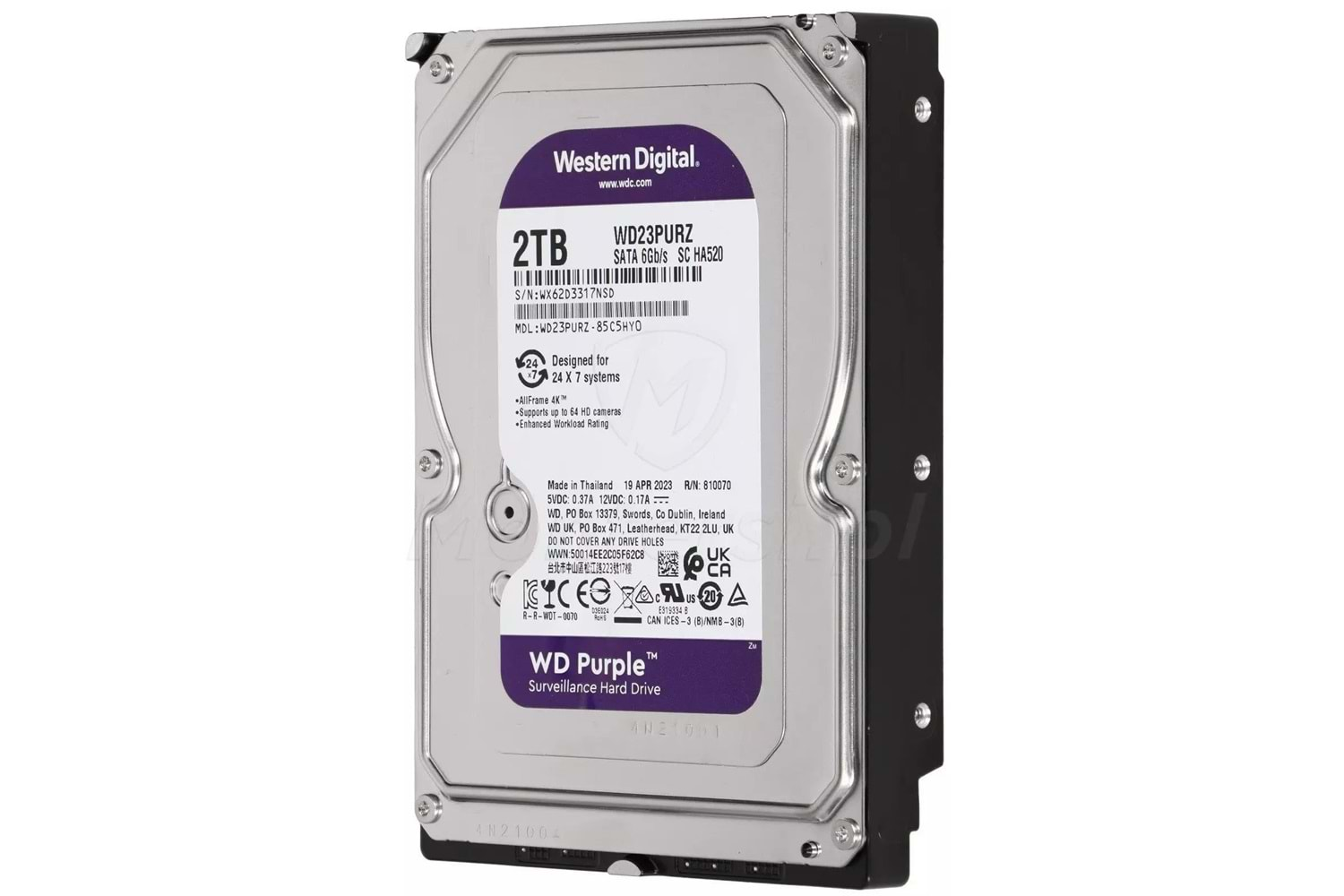 2TB 3.5 WD SATA 64MB PURPLE WD23PURZ 7/24 ( 3 Yıl Garanti )