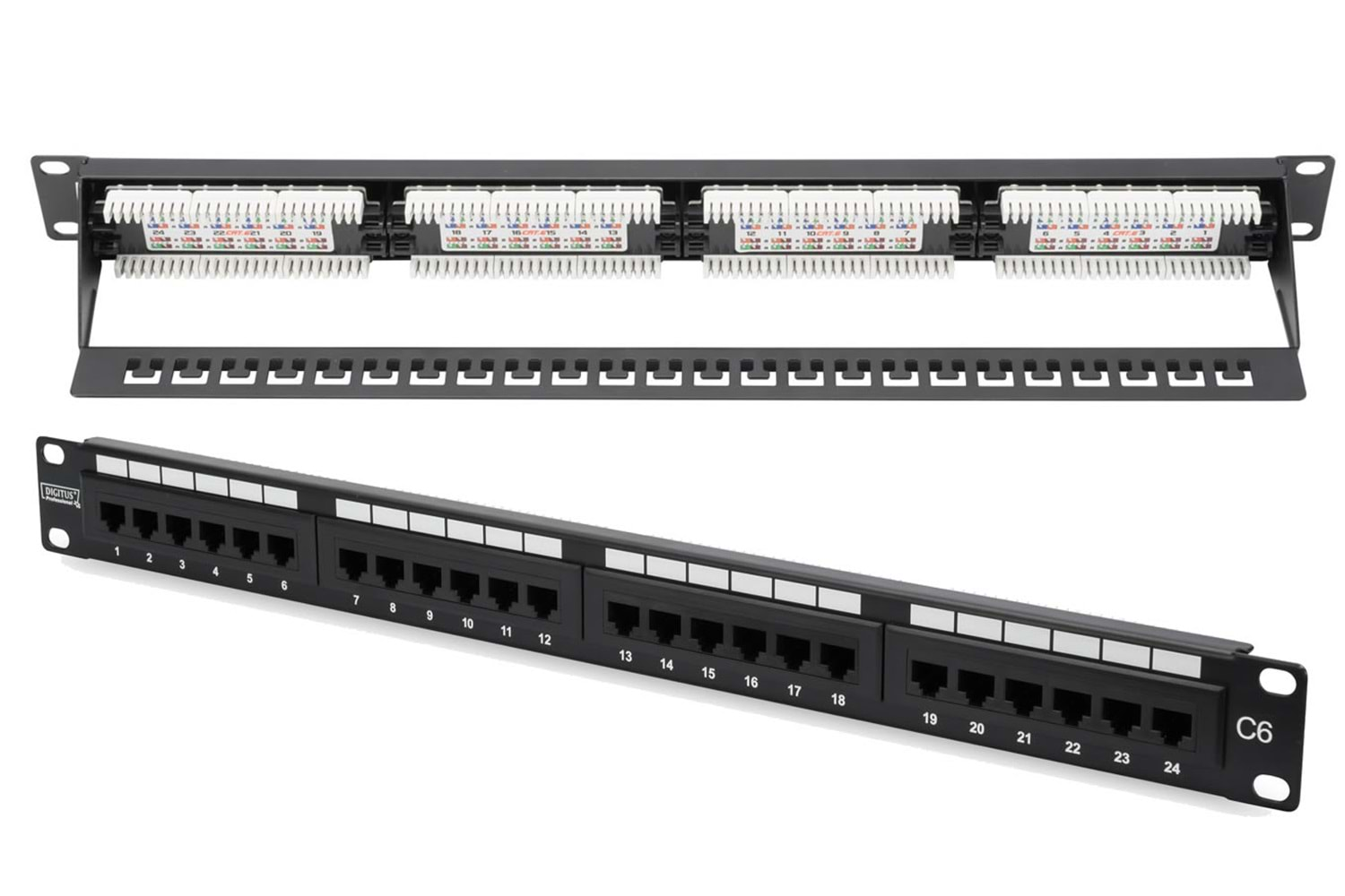 DİGİTUS DN-91624U-CR CAT6 CLASS E PATCH PANEL UNSHİELDED 24 PORT-DOLU