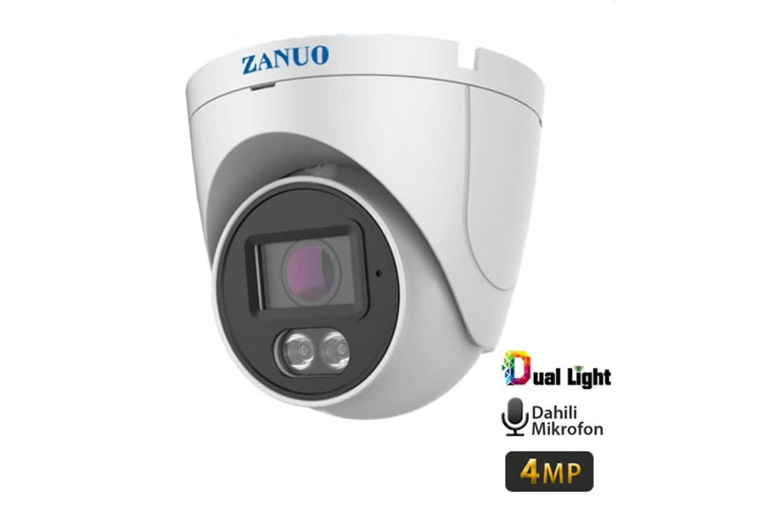 ZANUO ZN-IPC-E1410C-S2-AS-2.8MM 4MP DUAL LİGHT DOME IP KAMERA( Dahili Mikrofon)