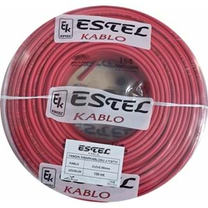 ESTEL YANGIN KABLOSU CCA 2x2x0,80+0.50 KIRMIZI(PVC) 100MT