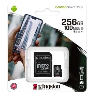 KİNGSTON 256GB mSD MİCRO SD CARD SDCS2/256GB CL10 (100MB/S)