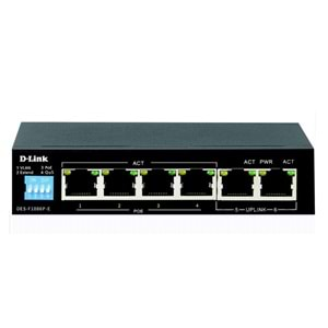 D-Link DES-F1006P-E/E 4 Poe, 2 Uplink 6 PORT 10/100 Base-T Long Range 250m POE+ Surveillance 60W SWİTCH