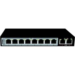 D-Link DES-F1010P-E/E 8 Poe, 2 Uplink 10 PORT 10/100 Base-T Long Range 250m POE+ Surveillance 96W SWİTCH