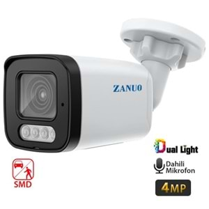 ZANUO ZN-IPC-B1410C-S2-L-AS-2.8MM 4MP DUAL LİGHT+SMD BULLET IP KAMERA( Dahili Mikrofon)