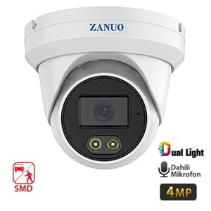 ZANUO ZN-IPC-E1410C-S2-L-AS-2.8MM 4MP DUAL LİGHT+SMD DOME IP KAMERA( Dahili Mikrofon)