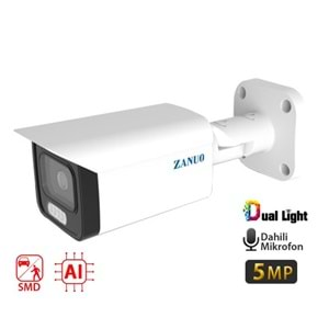 ZANUO ZN-IPC-B3511T-AS-L-3.6MM 5MP DUAL LİGHT+SMD+AI BULLET IP KAMERA ( Dahili Mikrofon)