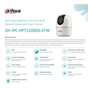 DAHUA DH-IPC-HPT1330DA-STW 3MP 0280 INDOOR WİFİ PT IP KAMERA - HERO A1