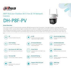 DAHUA P8F-PV-0360B-PRO 8MP WİRELESS PT IP KAMERA - PICOO F1