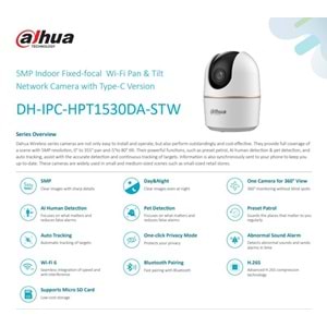 DAHUA DH-IPC-HPT1530DA-STW 5MP INDOOR Wİ-Fİ DUAL-LENS PT KAMERA - HERO A1